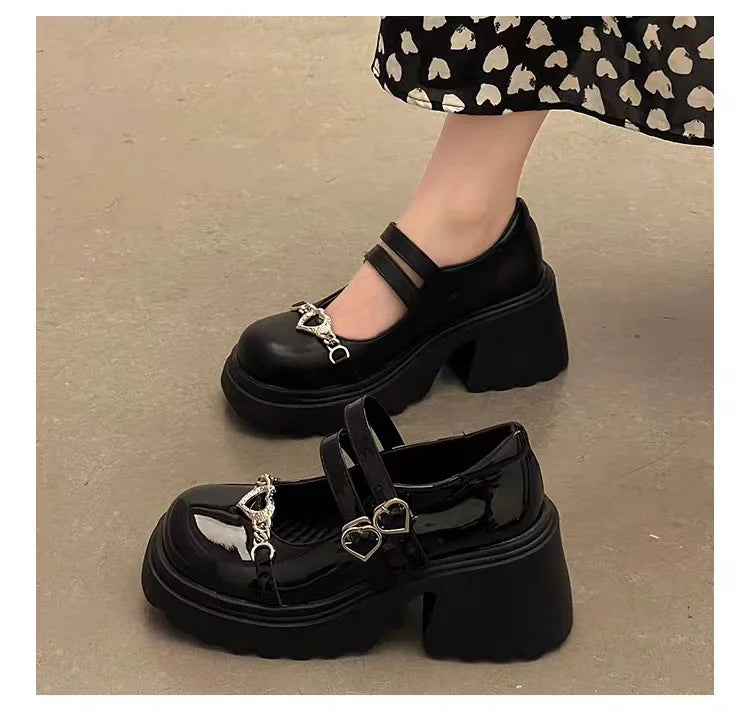 High Heel Lolita Shoes for Women Punk Platform Pumps Ladies Patent Leather Mary Jane Gothic Shoes