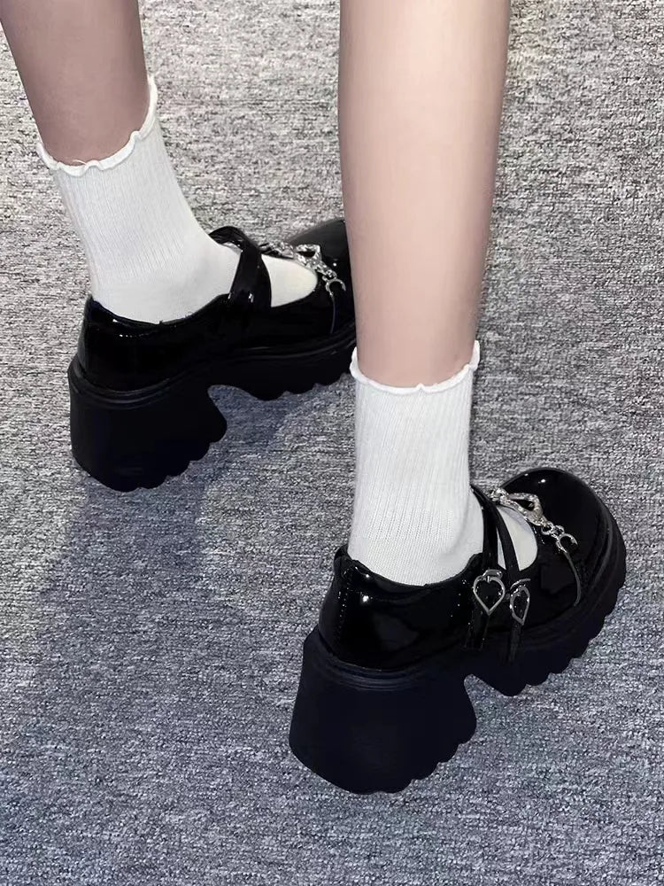 High Heel Lolita Shoes for Women Punk Platform Pumps Ladies Patent Leather Mary Jane Gothic Shoes