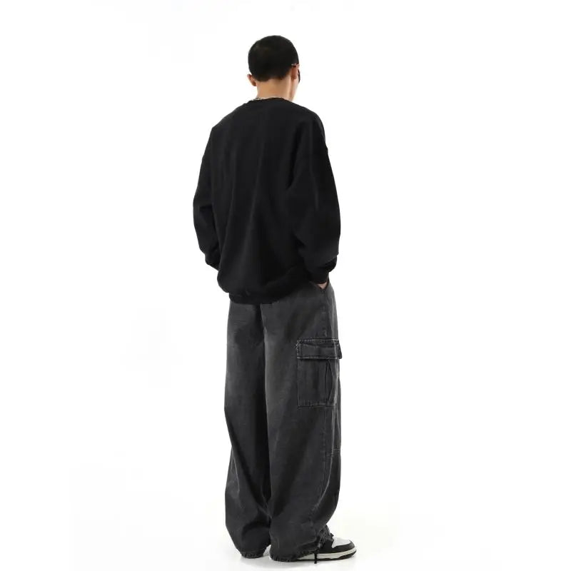 Streetwear Y2k Pantalon en jean baggy unisexe, pantalon long décontracté, jambe large, pantalon cargo surdimensionné, pantalon droit sur toute la longueur, pour homme et femme.