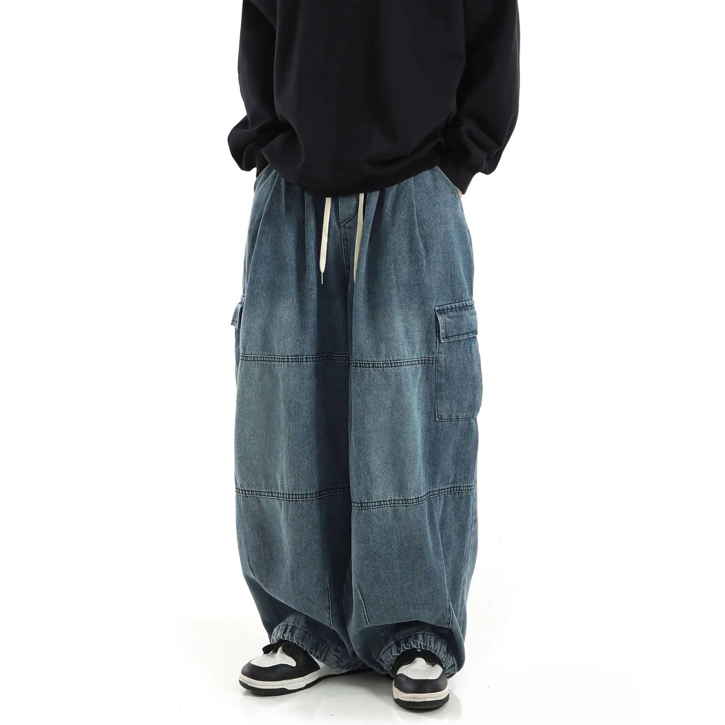 Streetwear Y2k Pantalon en jean baggy unisexe, pantalon long décontracté, jambe large, pantalon cargo surdimensionné, pantalon droit sur toute la longueur, pour homme et femme.