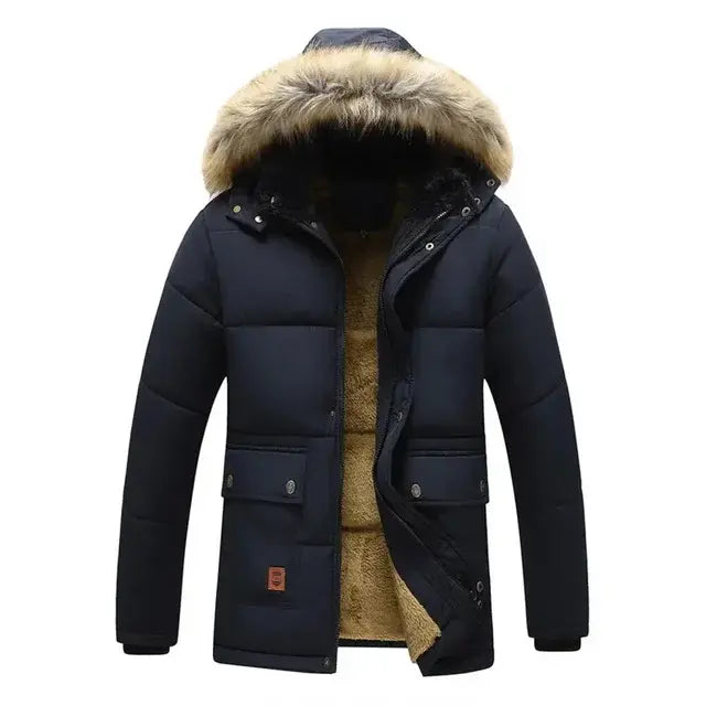 Manteau d'hiver épais en peluche pour hommes, couleur unie, à capuche, en coton rembourré, doublure en laine d'extérieur, veste à capuche, Parkas de neige 