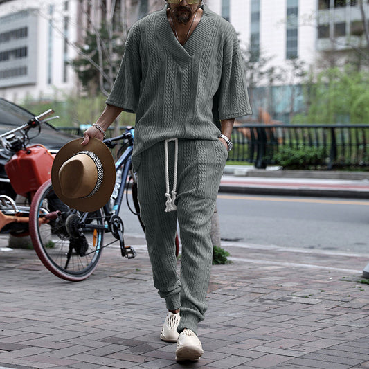 Casual Sweater Suit Men's Summer Loose Short