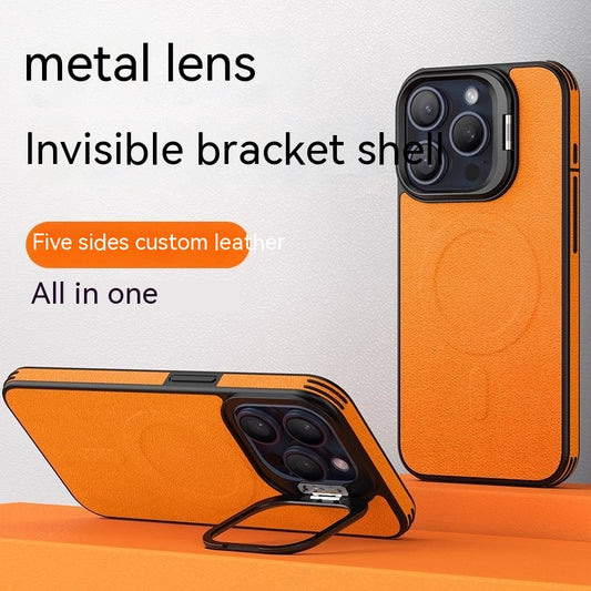 Leather Invisible Bracket Phone Case