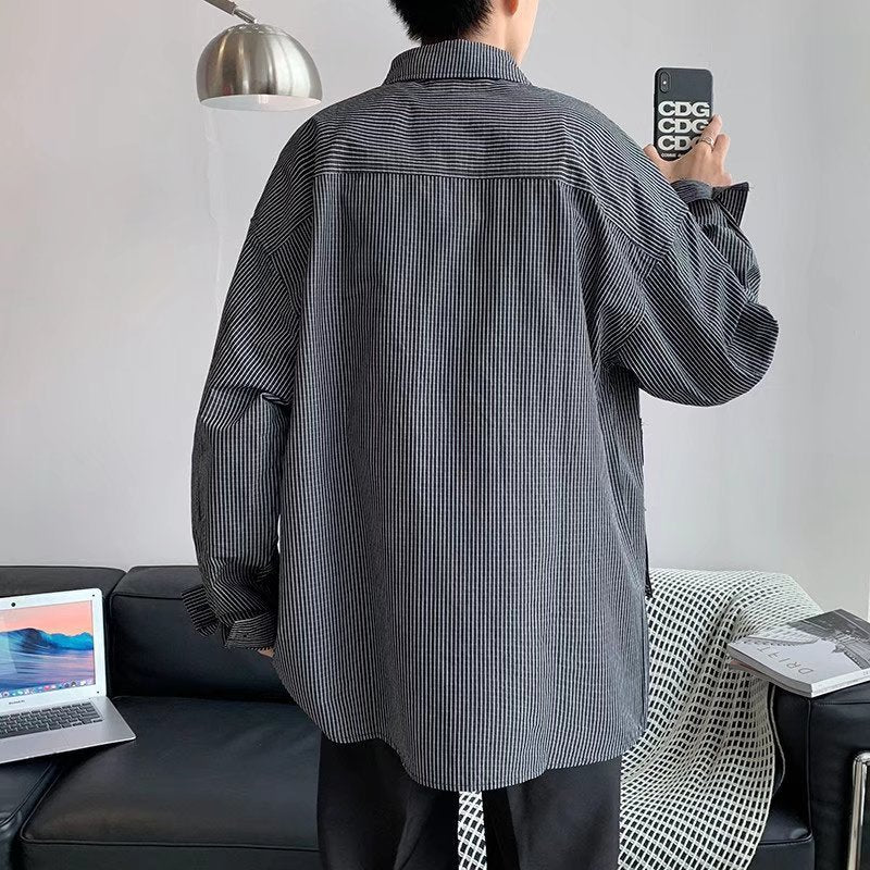 Patchwork Contrast Loose Long Sleeve Shirt