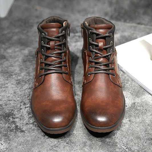 Winter Ankle Lace Up Leather Boots