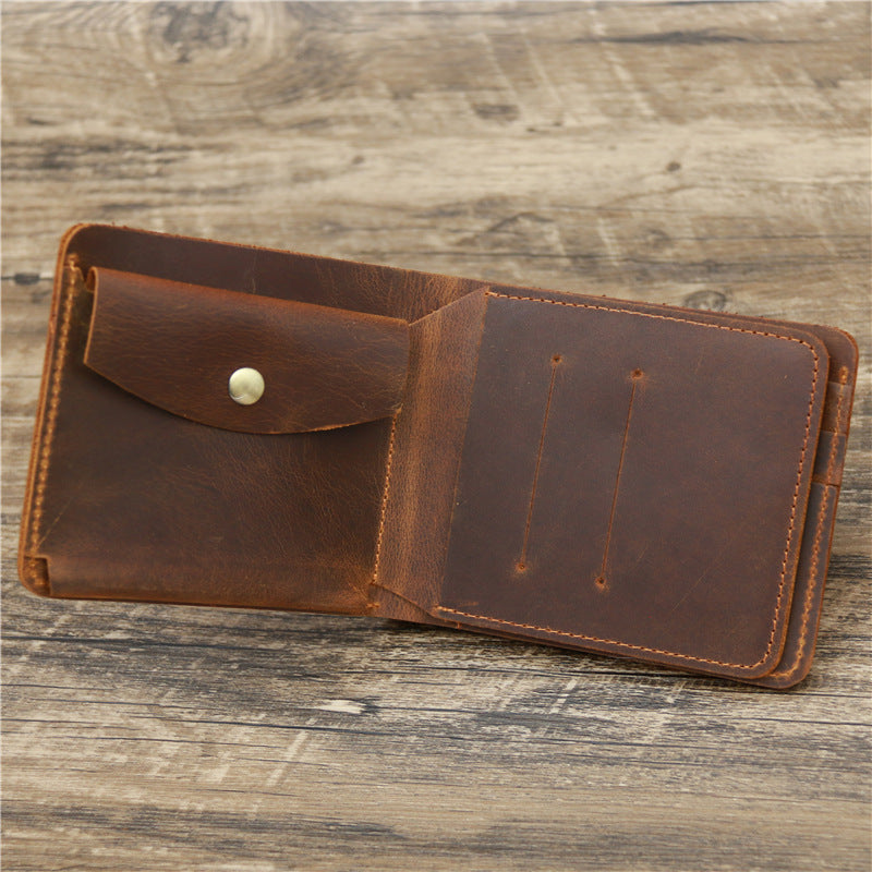 Men's CowHide Leather Retro Tri-Fold Wallet