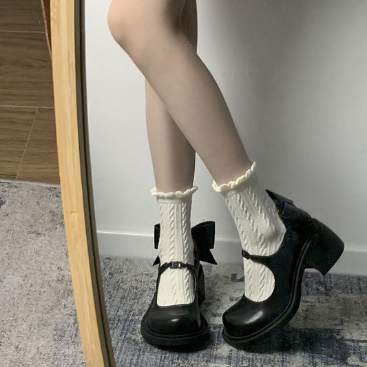 Chunky Heel Leather Shoes