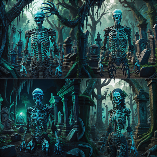 8 pièces « Squelette effrayant » Conception artistique d'Halloween pour les créateurs Créateurs de conception artistique spéciale 3072 x 3072 Rapport d'aspect 1:1 Grande résolution Utilisation personnelle ou commerciale SVG Mock up Logo