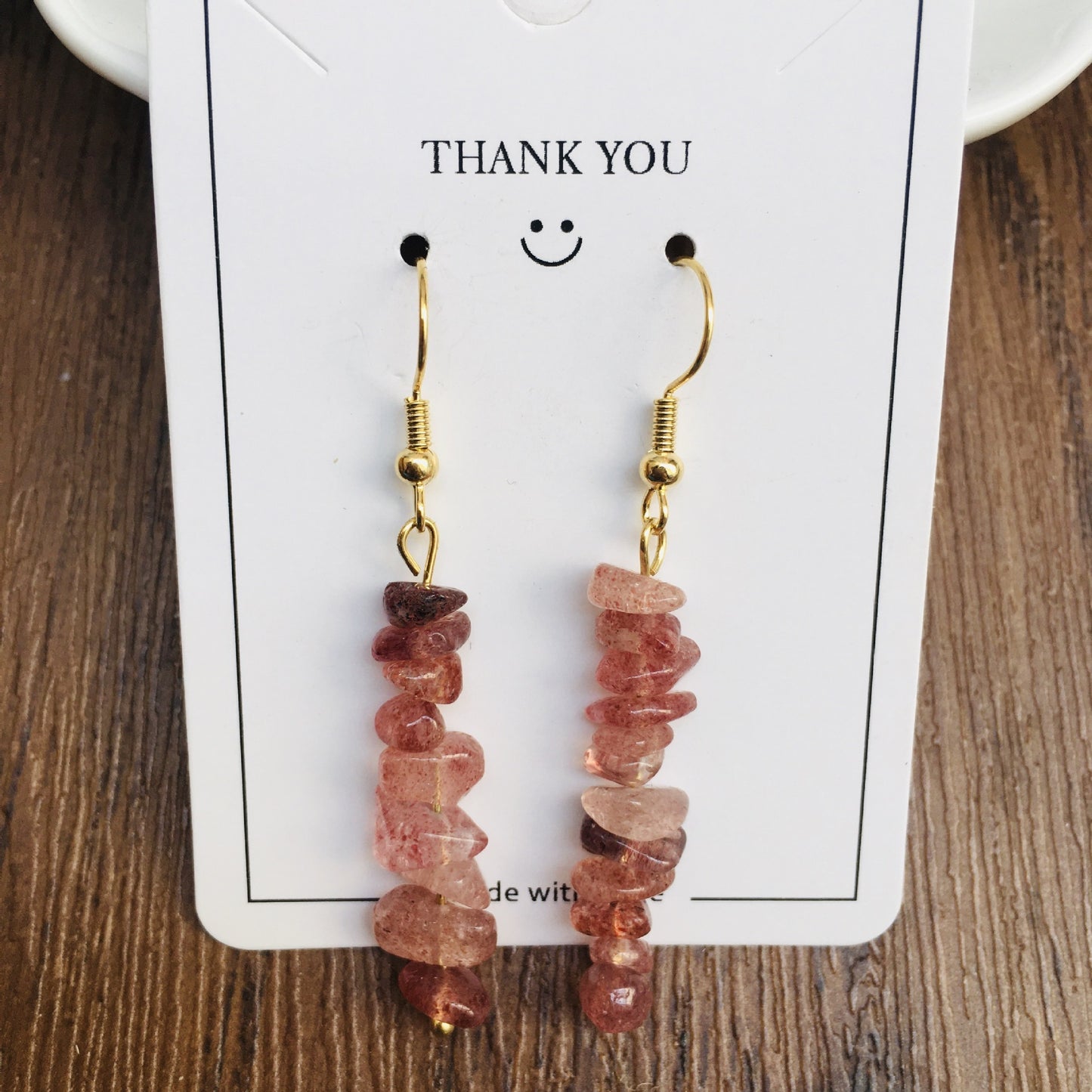 Handmade DIY Natural Crystal Stone Beaded Earrings