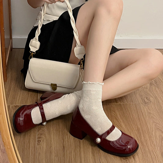 Leather Shoes Retro Chunky Heel