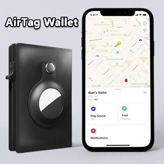 AirTag Leather Anti Theft Bullet Multi-functional Rfid Card Holder Wallet