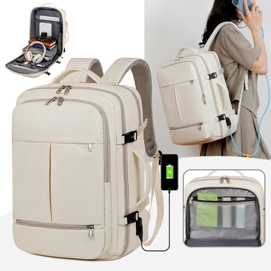 Large Capacity Backpack Multiple Pockets And Zippers Versatile Computer Business Travel