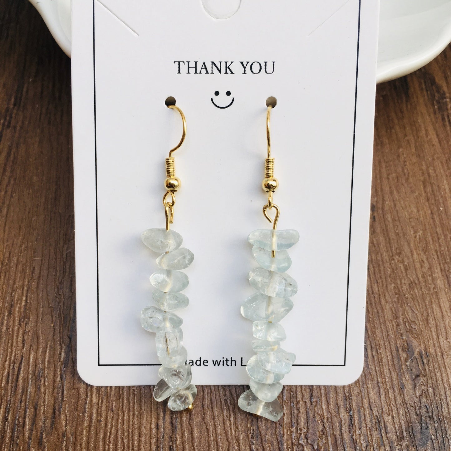 Handmade DIY Natural Crystal Stone Beaded Earrings