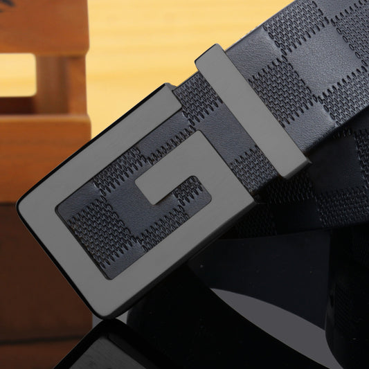 Leather Fashionable Copper Buckle Belt