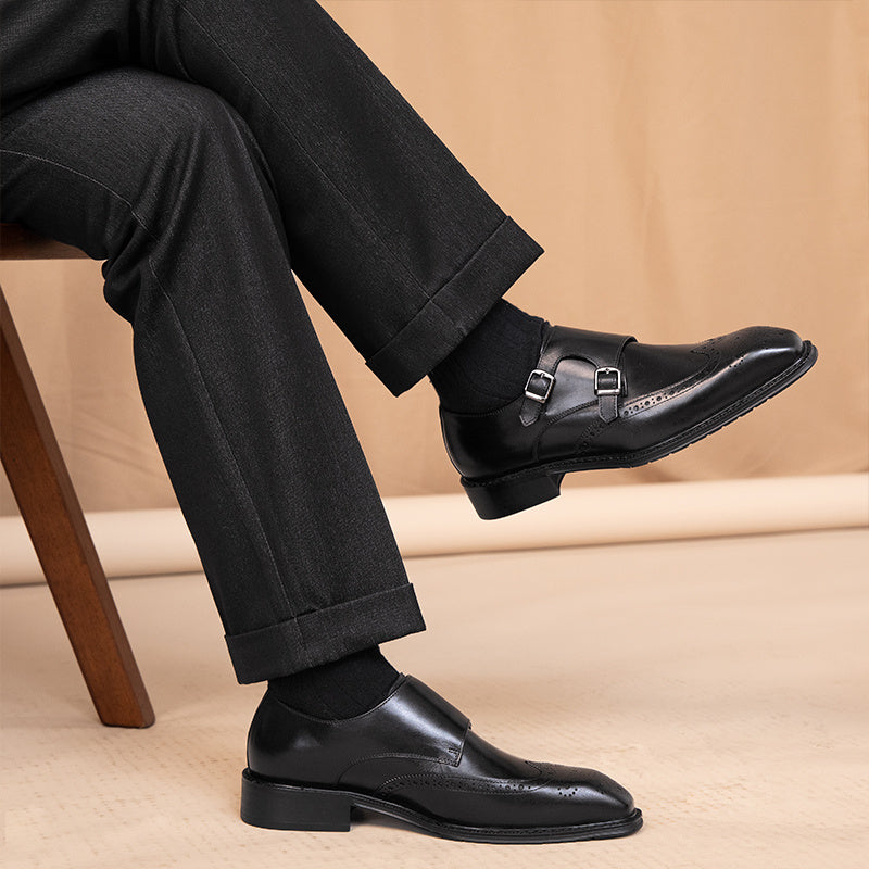 Business Leisure British Leather Square Toe Shoes
