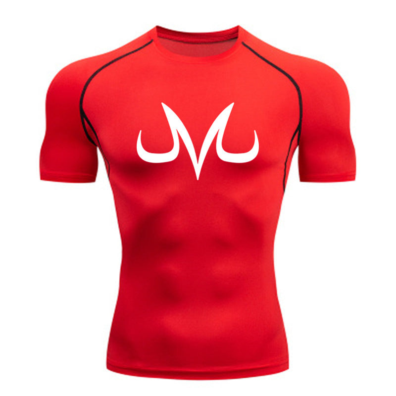 Camiseta deportiva ajustada con cuello redondo para hombre, camiseta de compresión y secado rápido