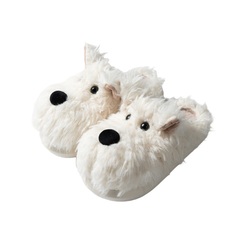 Puppy Cotton Slippers Female Non-slip Warm Fluffy Slippers