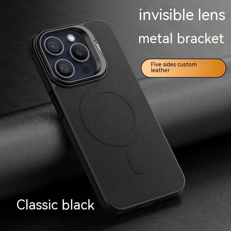 Leather Invisible Bracket Phone Case