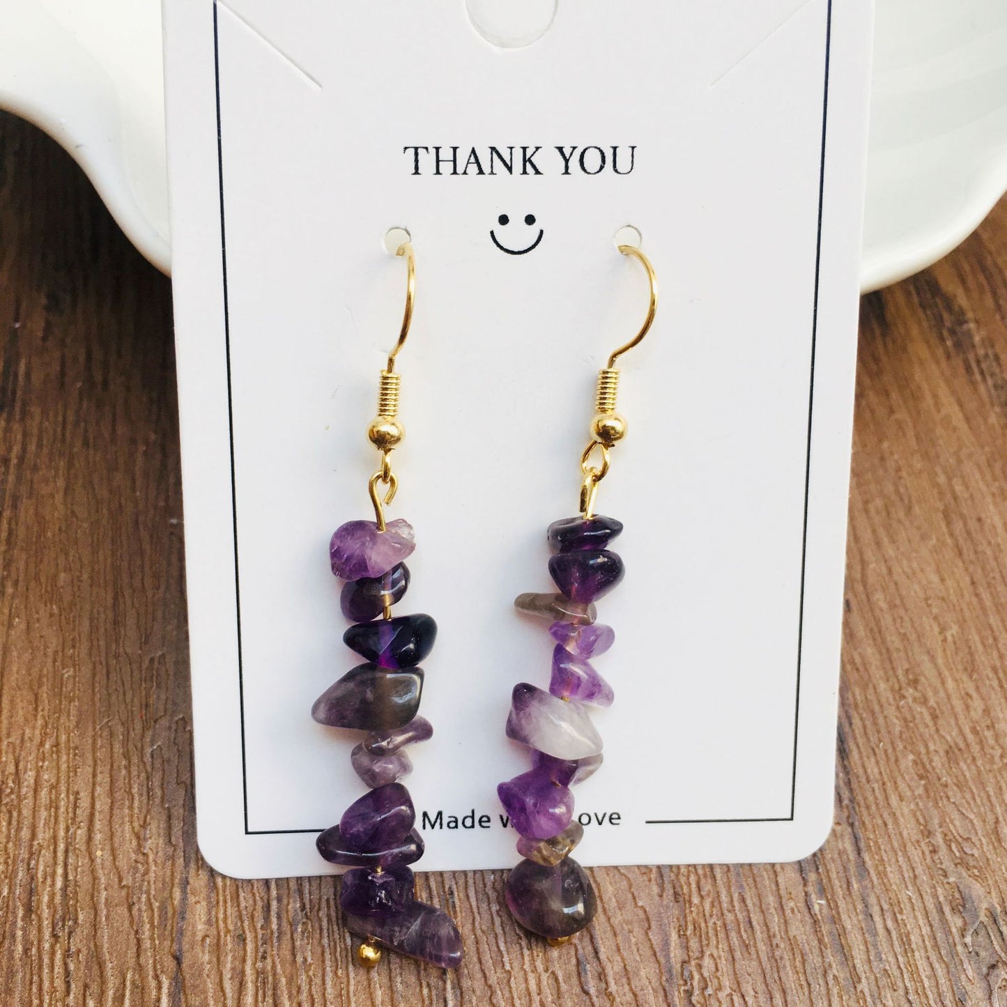 Handmade DIY Natural Crystal Stone Beaded Earrings