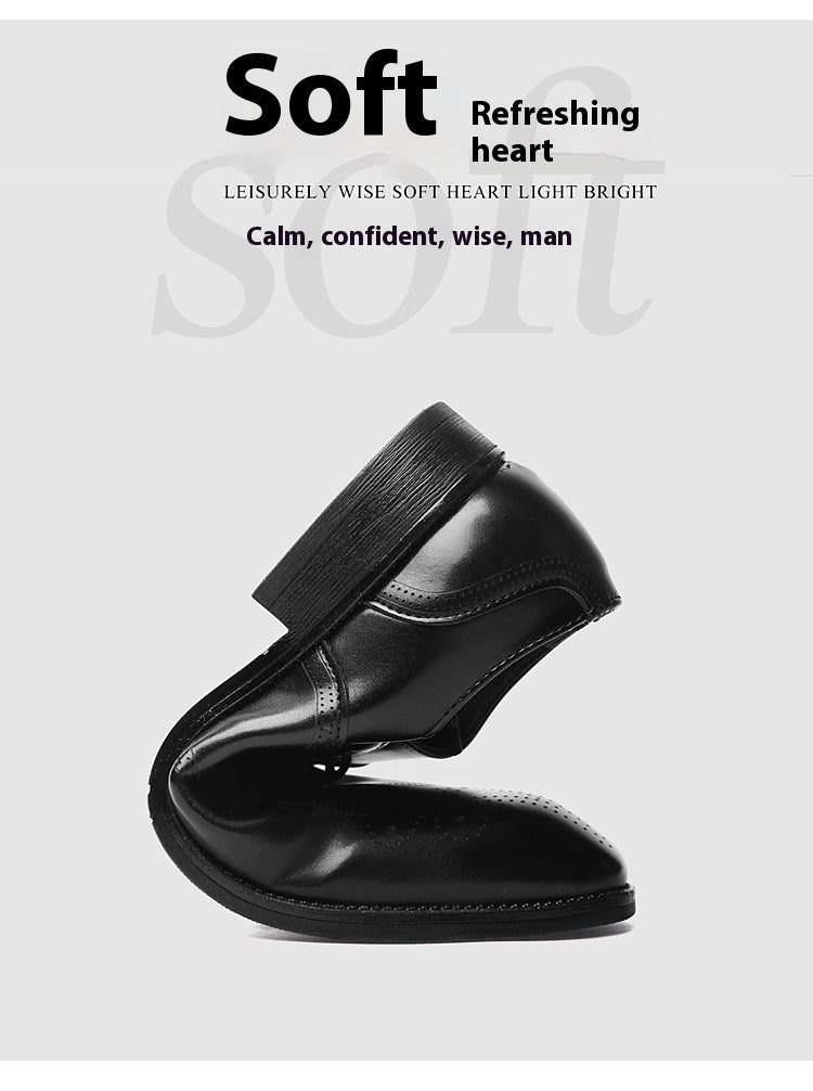 Formal Leather British Brogue Pointed-Toe Lace Up Shoes