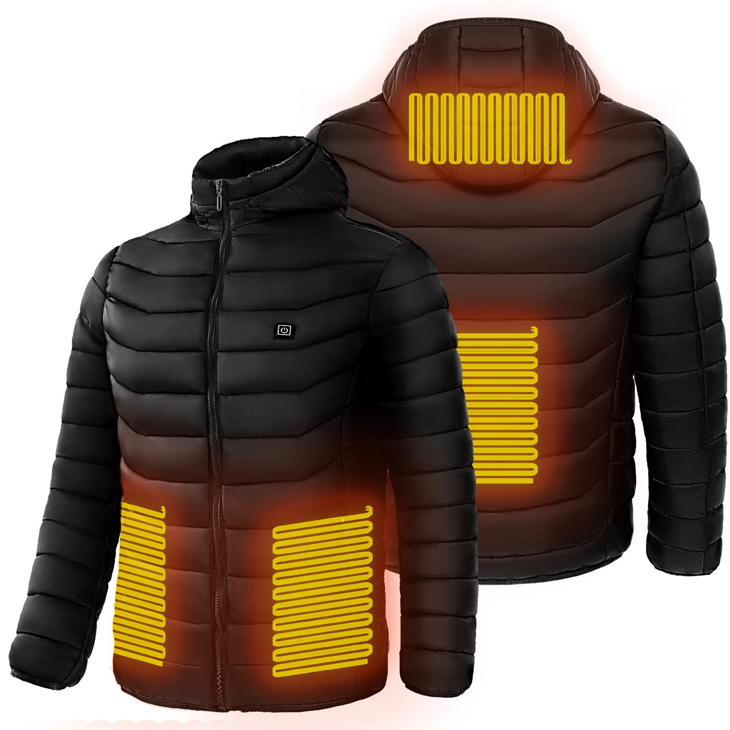 Men Heated Puffer Jacket Electric Coat Insulated Hood Windbreaker 9Heat Zones