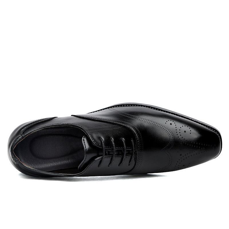 Formal Leather British Brogue Pointed-Toe Lace Up Shoes