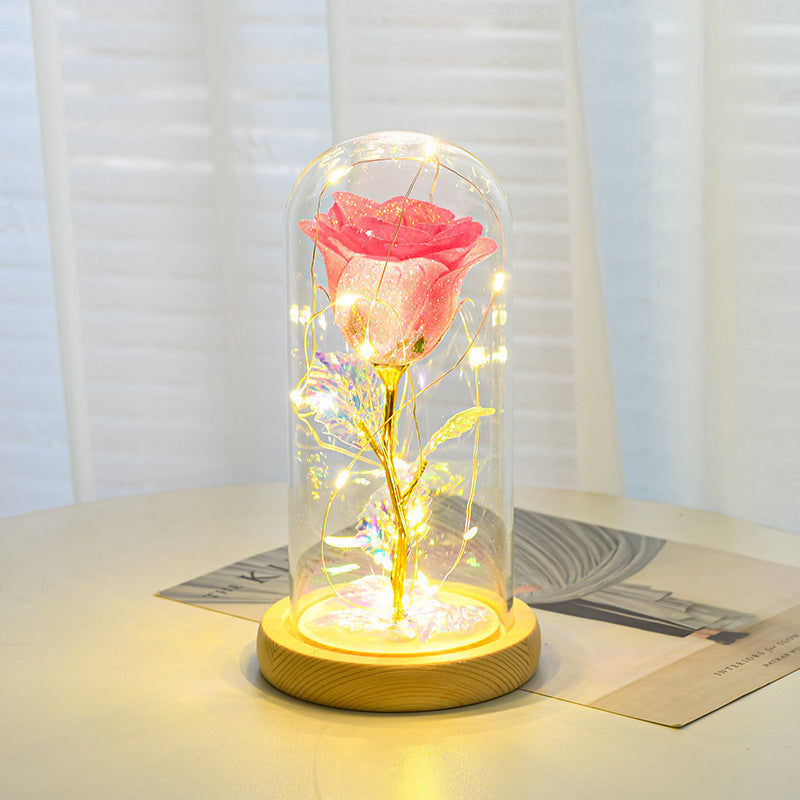 Valentines Day Gift Eternal Rose Flowers LED Night Light In Glass