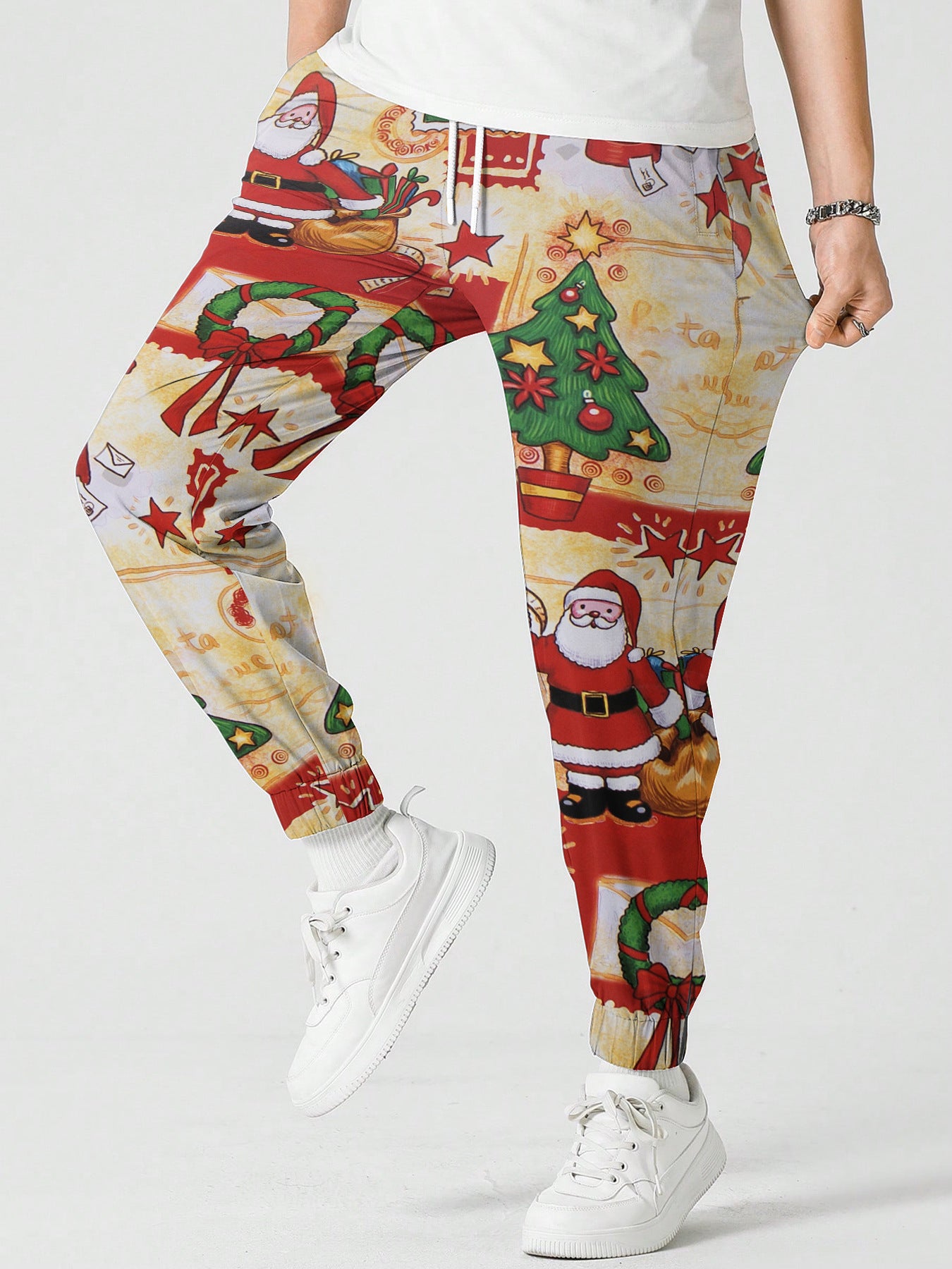 Christmas Snowman Pattern Printed Sweatpants