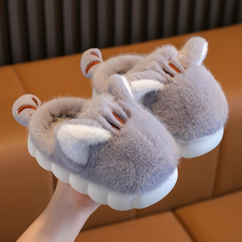 Women's Cotton-padded Shoes Cute Cartoon Cat's Paw Velcro Plush Shoes