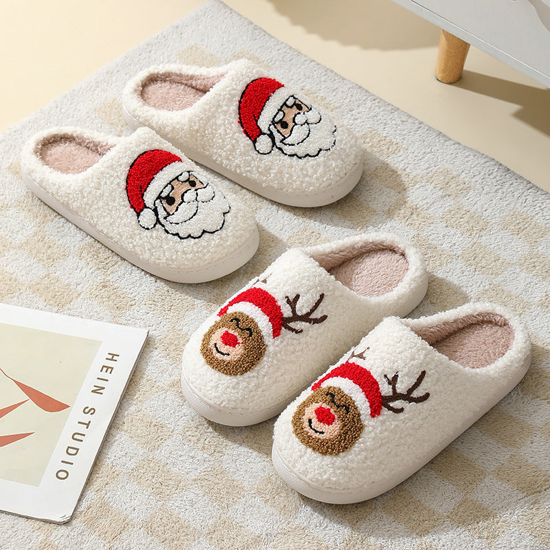 Christmas Santa Claus Furry Non-Slip Home Slippers