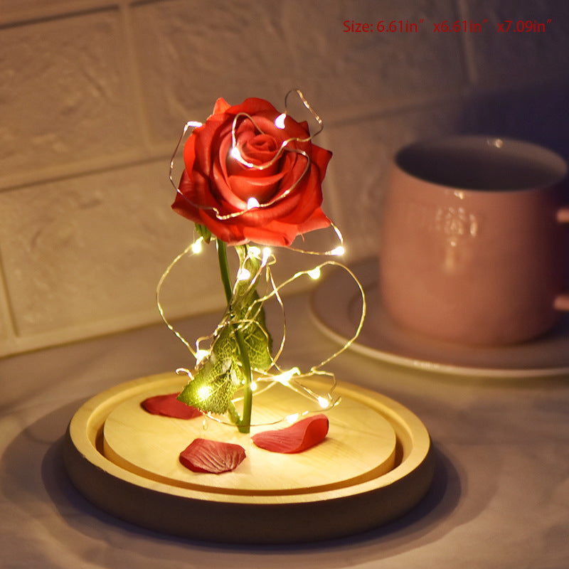 Valentine Day Glass Cover Rose LED Super Light