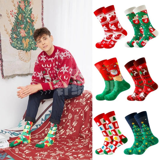 Cotton Stockings For Men With Christmas Theme