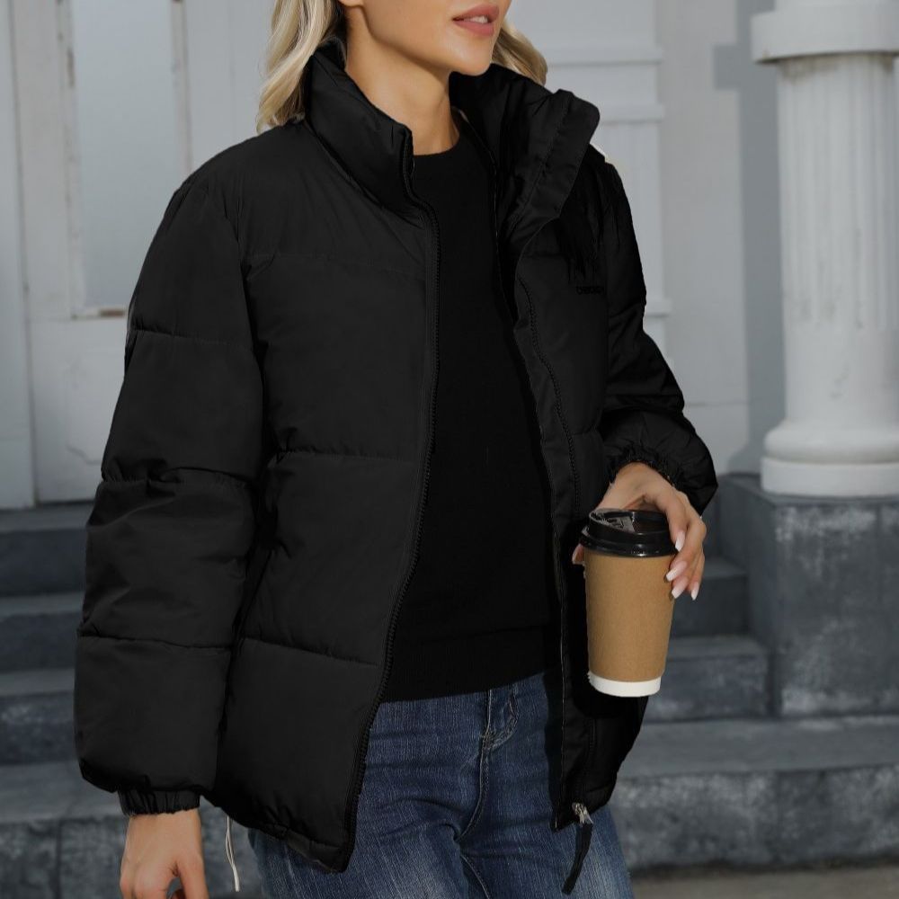 Winter Coat Casual Windproof Down Cotton Warm Thickened Jacket Solid Outwear