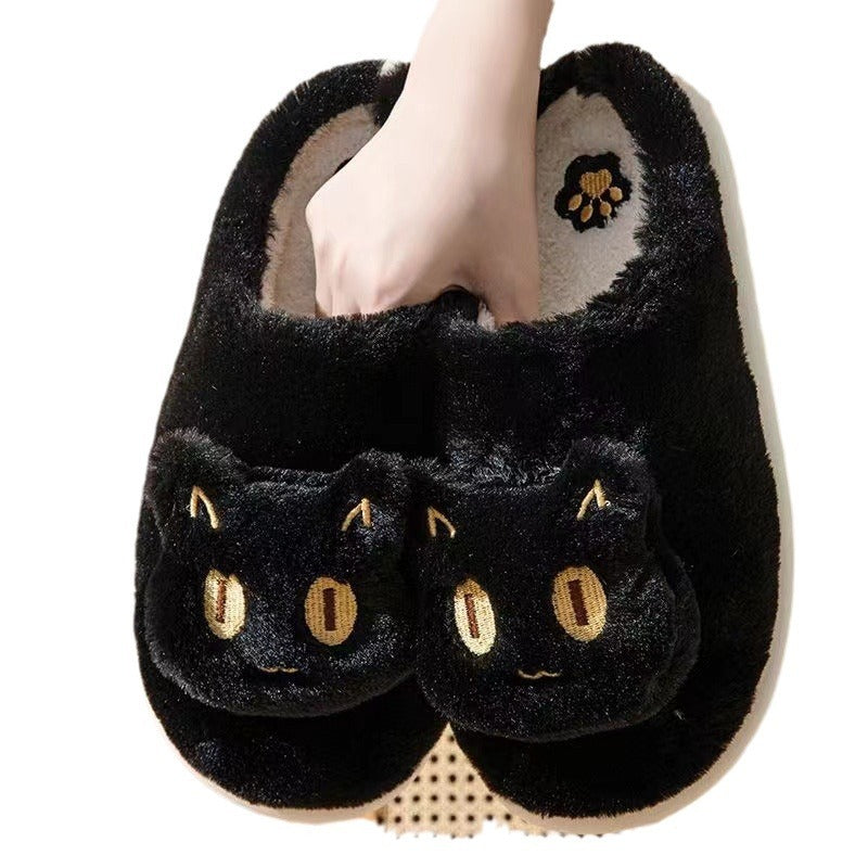 Cotton Slippers Plush Cartoon Cat Platform Non-slip Slippers