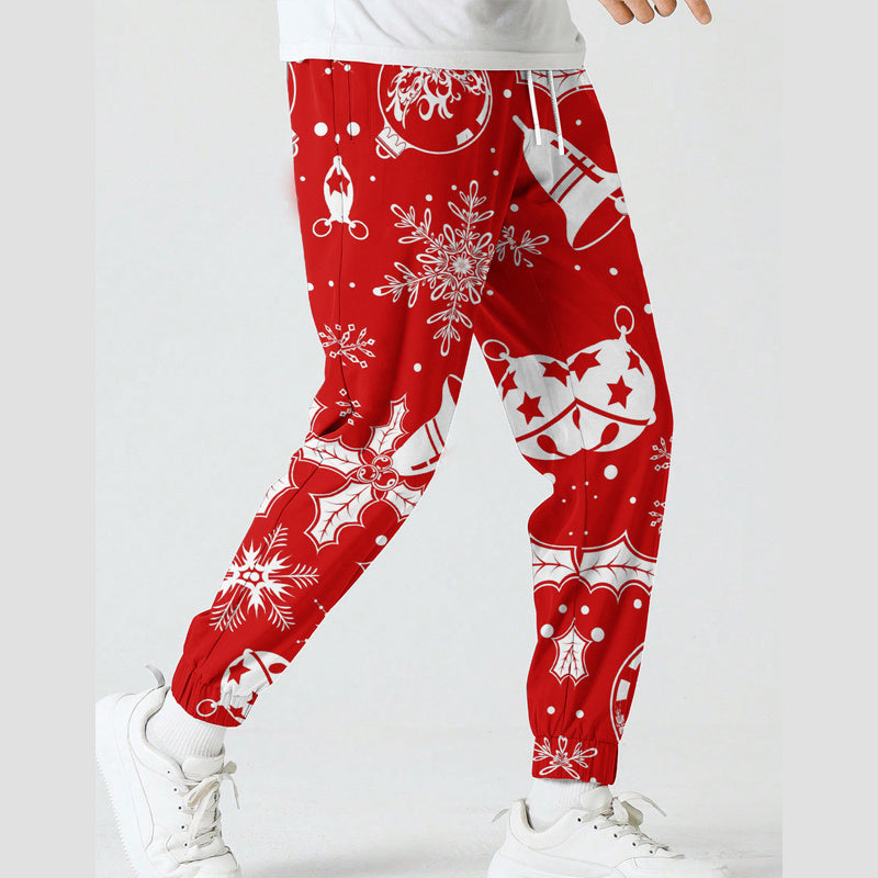 Christmas Snowman Pattern Printed Sweatpants