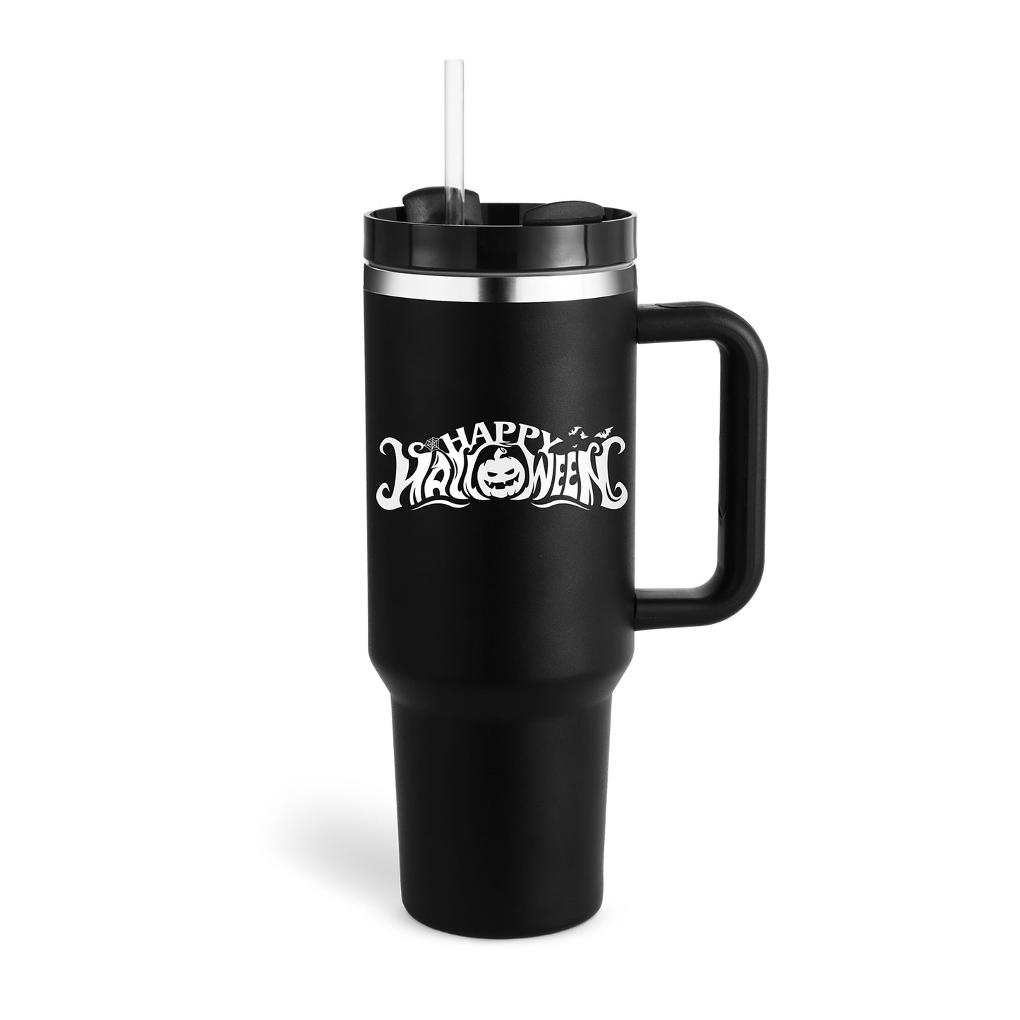 40 Oz Tumbler With Handle Straw Insulated, Stainless Steel Spill Proof Vacuum Coffee Cup Tapered Mug