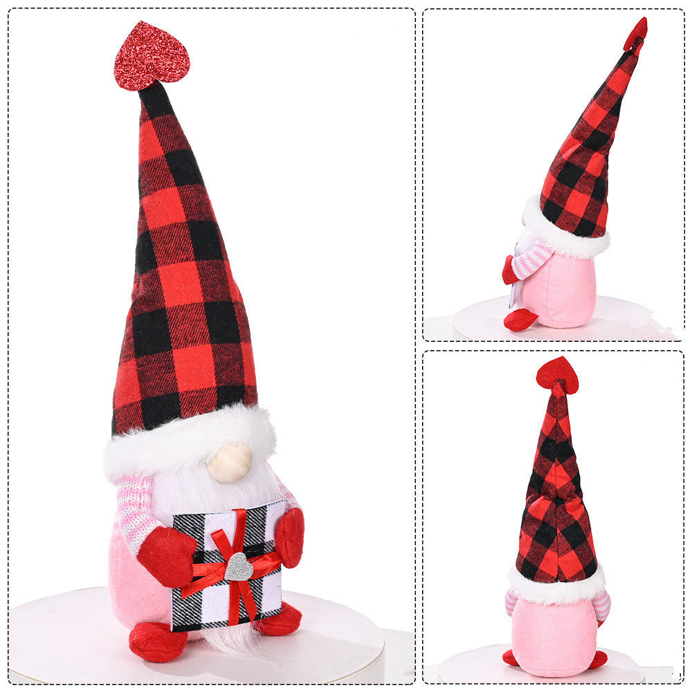 Valentines Day Faceless Gnome Plush Doll Love Heart Elf Doll Home Desktop Ornaments