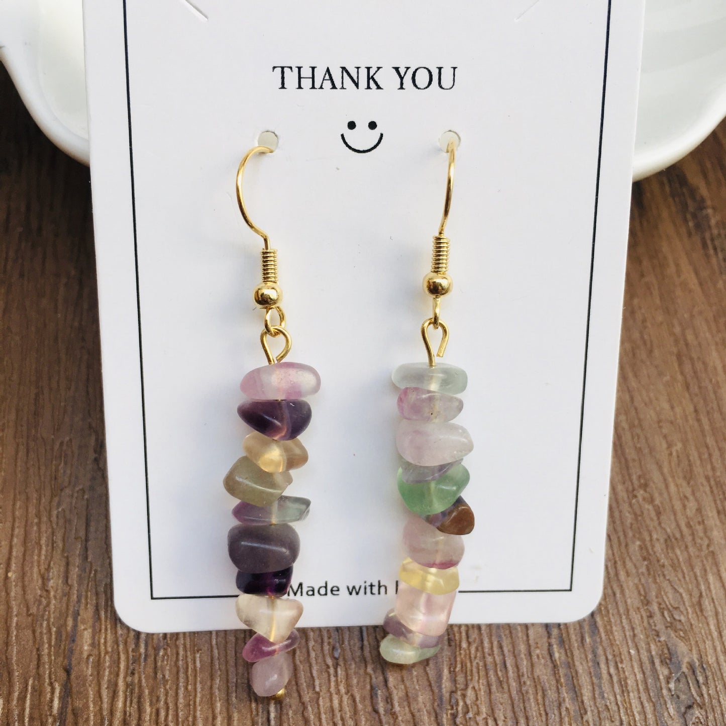 Handmade DIY Natural Crystal Stone Beaded Earrings