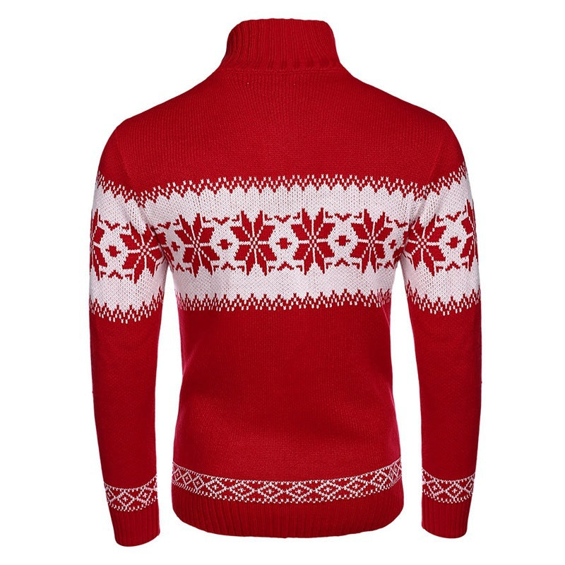 Long Sleeved Christmas Jacquard Knitting Sweater For Men