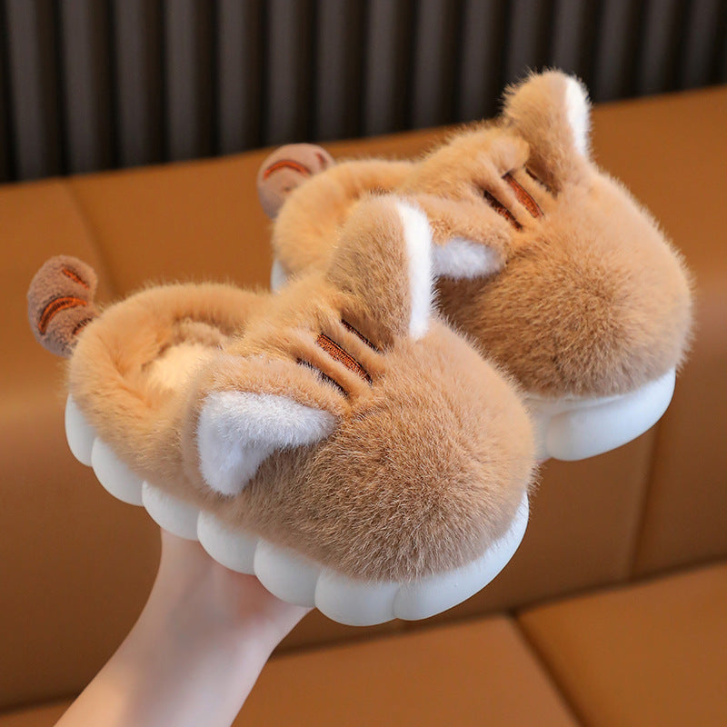 Women's Cotton-padded Shoes Cute Cartoon Cat's Paw Velcro Plush Shoes