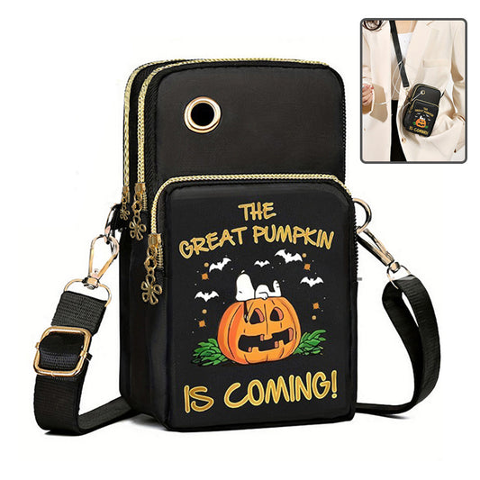 Halloween Pumpkin Pattern Phone Bag Coin Wallet Cute Mini Crossbody Shoulder Bags