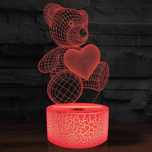 Valentines 3D Lamp Acrylic USB LED Night Lights Neon Sign