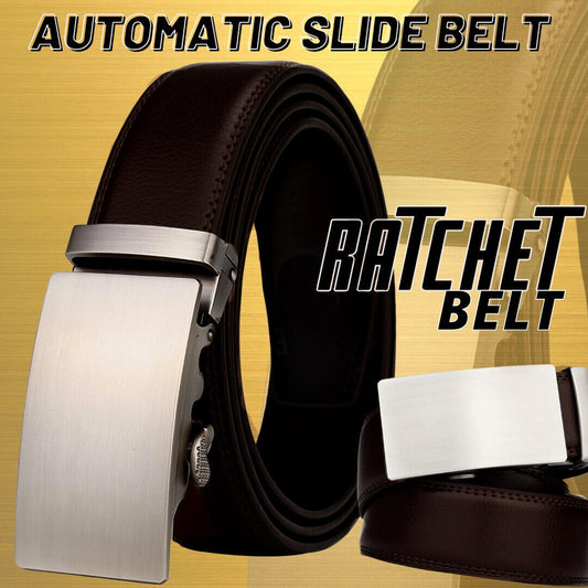 Microfiber Leather Men's Ratchet Belt Adjustable Automatic Buckle