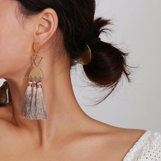 Personality Retro Long Handmade Tassel Earrings Women