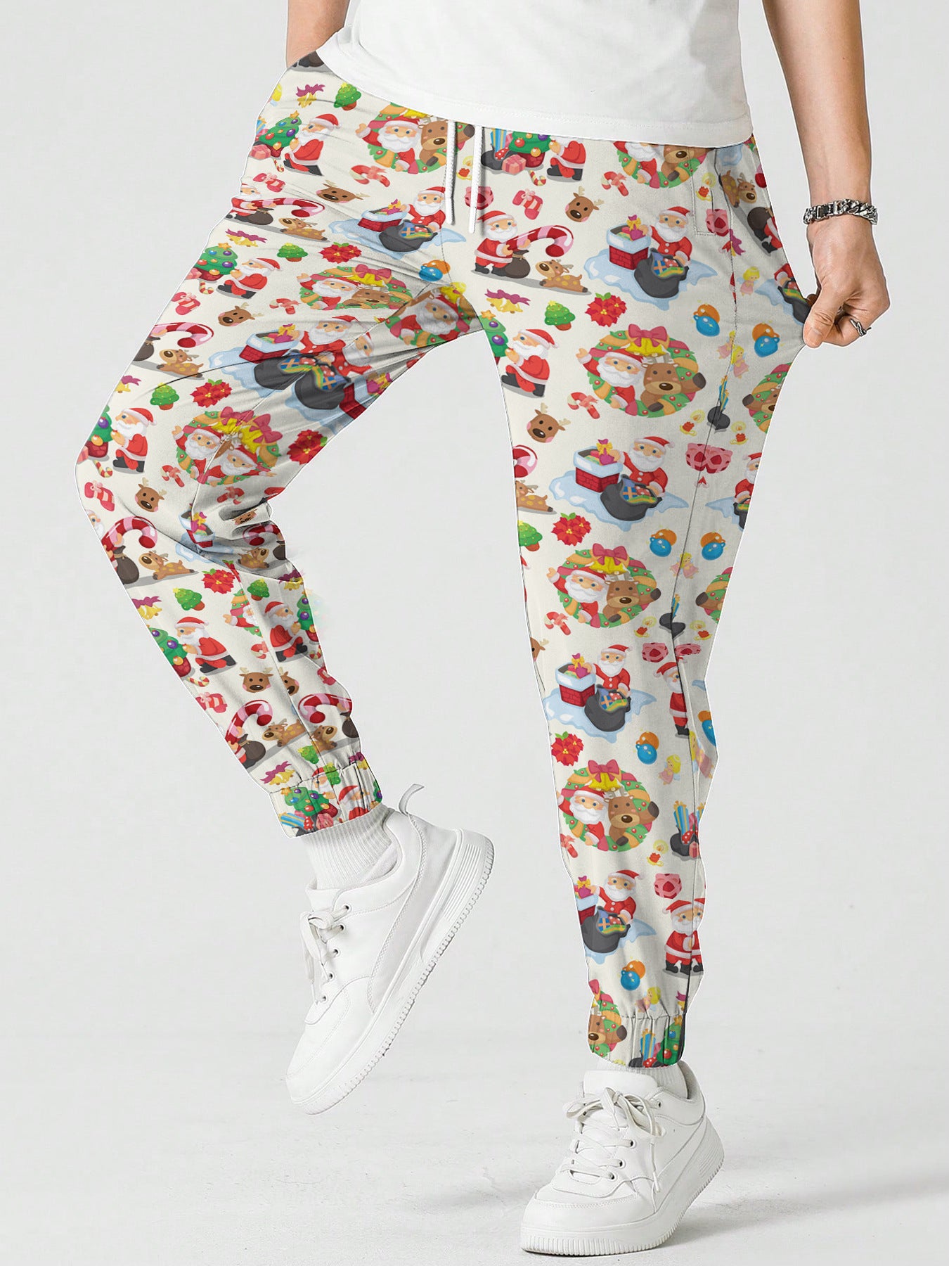 Christmas Snowman Pattern Printed Sweatpants