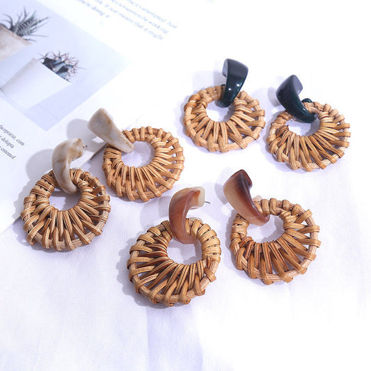 Handmade Fashion Resin Rattan Earrings