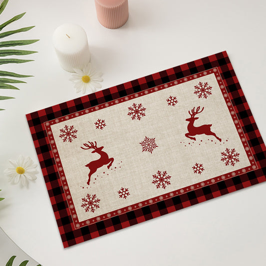 Haig Elk Christmas Tree Cotton And Linen Table Mat