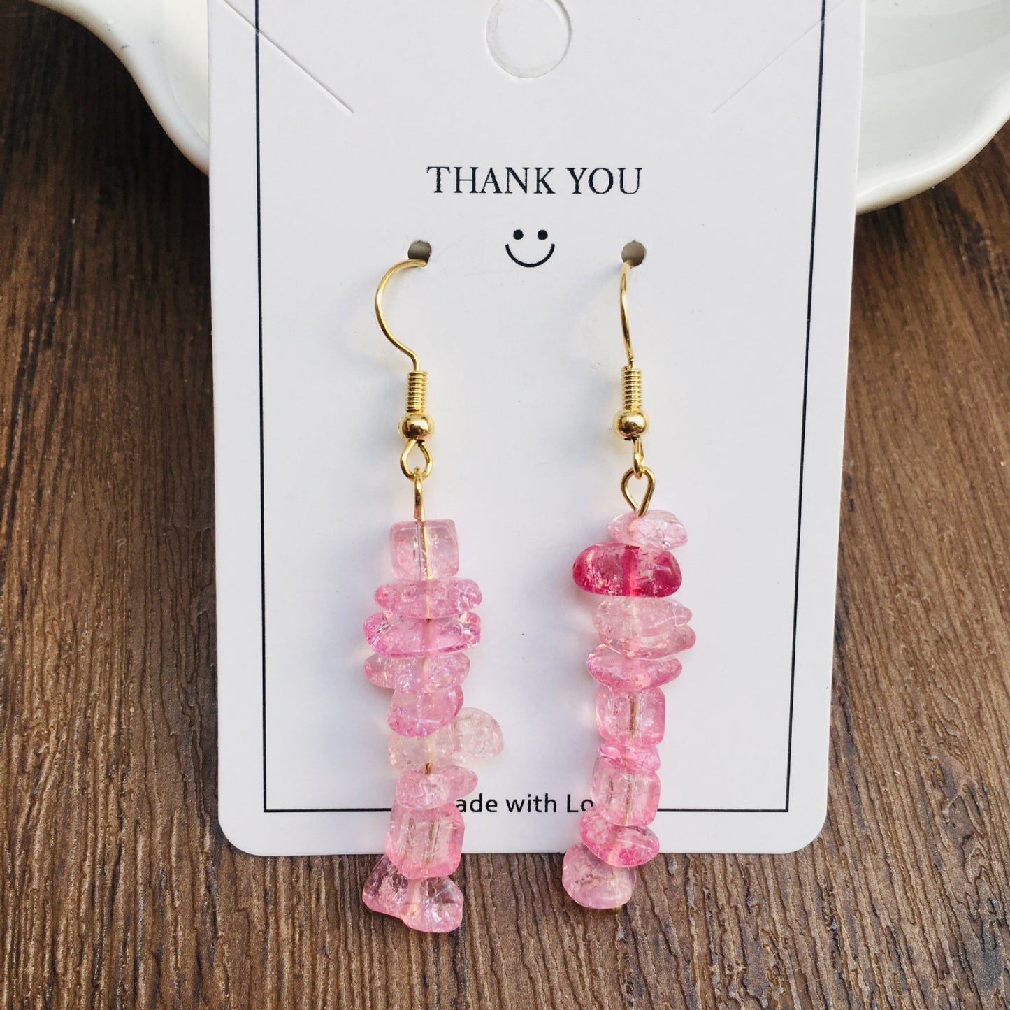 Handmade DIY Natural Crystal Stone Beaded Earrings