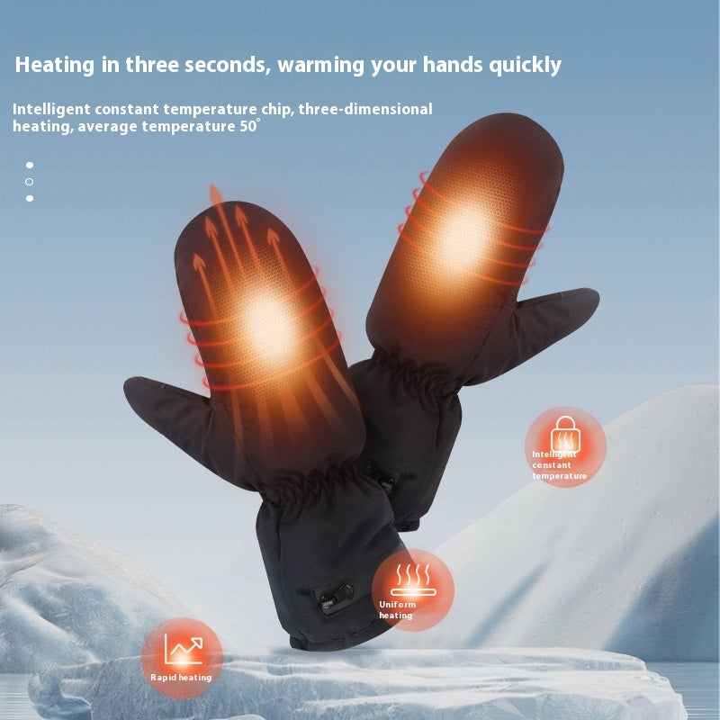 Electrically Heated Gloves Heating Zipper Thermal Windproof Gloves