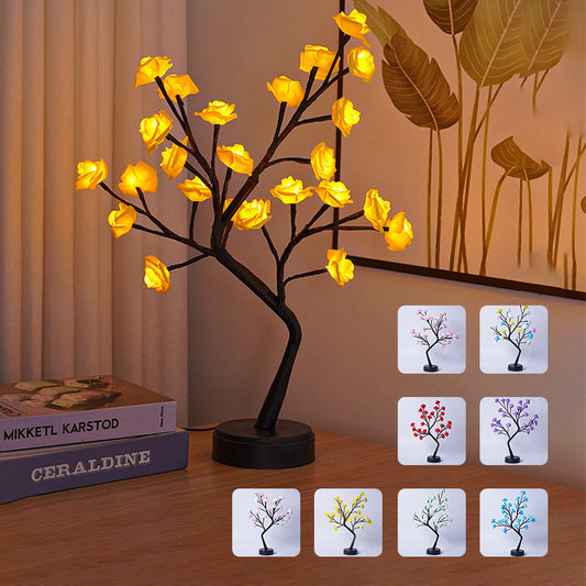 Valentines Table Lamp Flower Tree Rose Fairy Desk Night Lights USB Operated Decoration